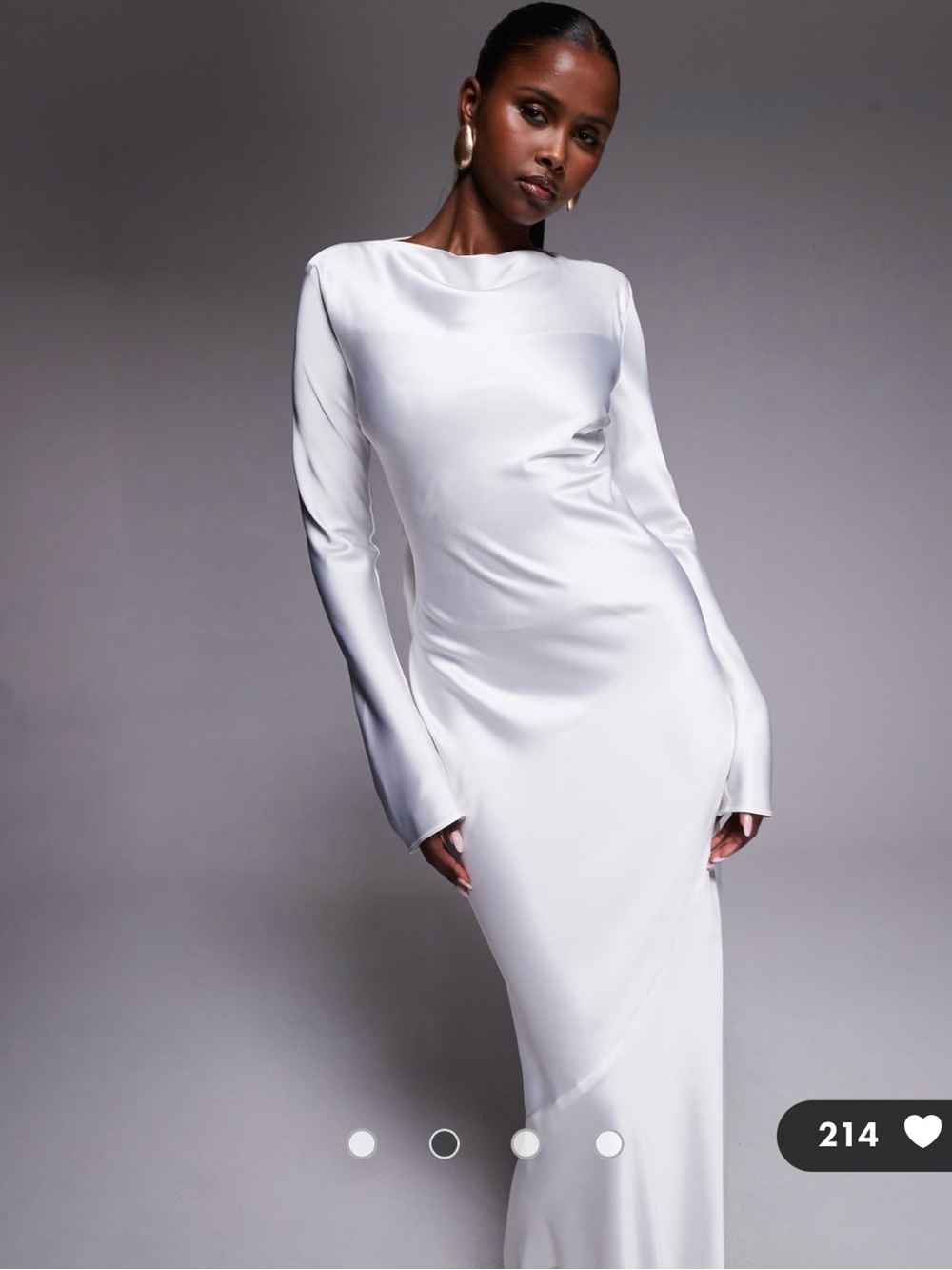 ASOS White Long-Sleeve Satin Column Dress